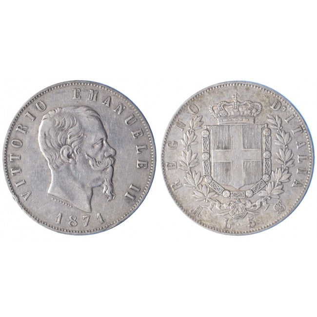 5 Lire 1871  Zecca di Milano