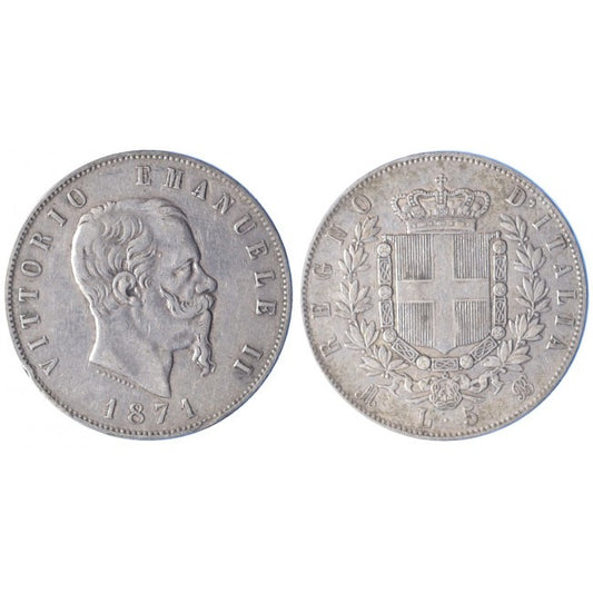 5 Lire 1871  Zecca di Milano