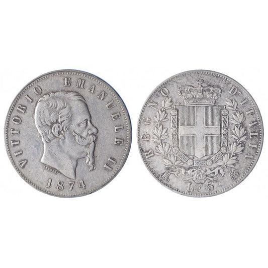 5 Lire 1874  Zecca di Milano