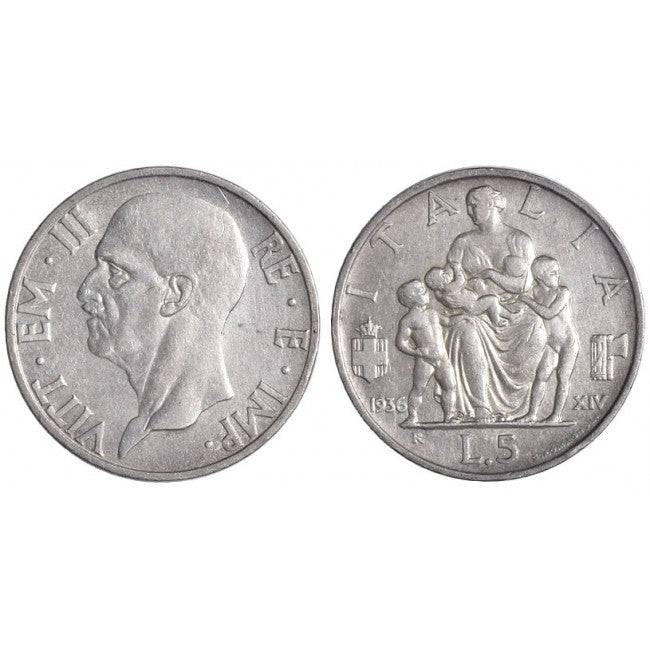 5 Lire 1936 XIV Fecondità