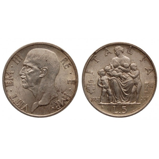 5 Lire 1937 XV Fecondità