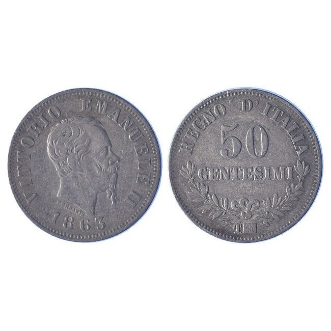 50 Centesimi 1863 valore Zecca di Torino