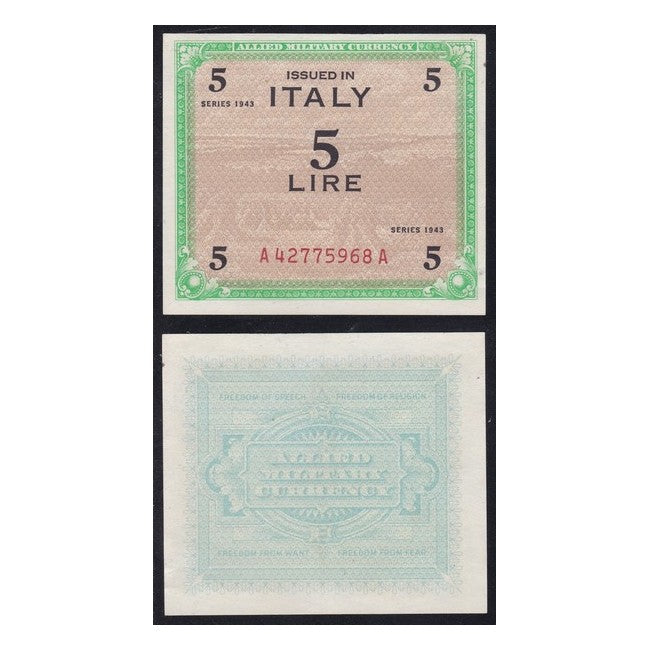 Allied Military Currency 5 Lire 1943