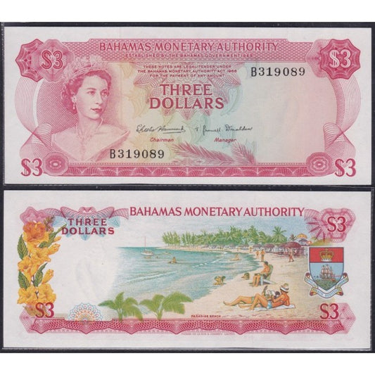 Bahamas 3 Dollars 1968