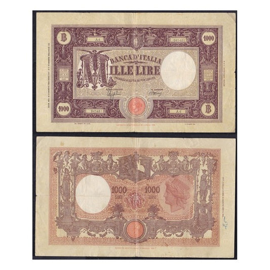 Biglietti di banca 1.000 Lire 1942 Grande "M" Fascio