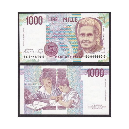 Biglietti di banca 1.000 Lire 1993 Maria Montessori