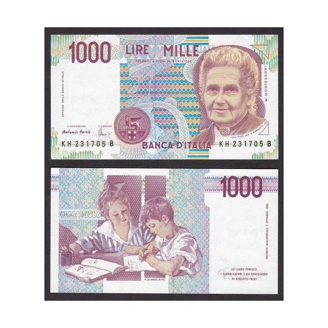 Biglietti di banca 1.000 Lire 1998 Maria Montessori