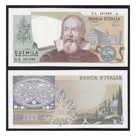 Biglietti di banca 2.000 Lire 1973 Galileo Galilei