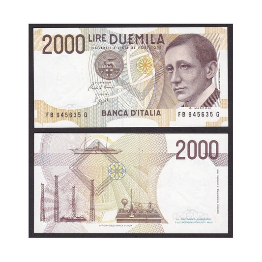 Biglietti di banca 2.000 Lire 1990 Guglielmo Marconi