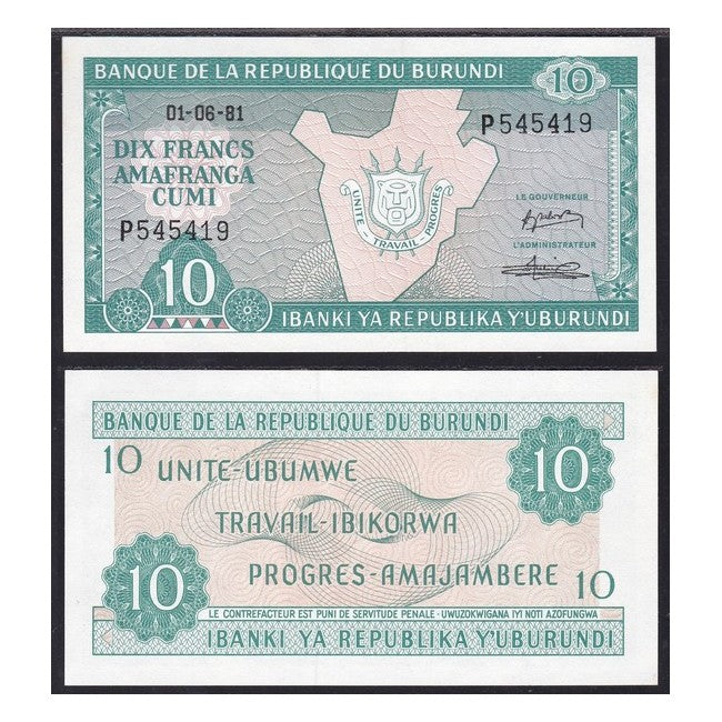 Burundi 10 Francs 1981