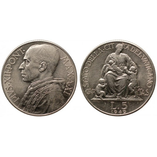 Pio XII (1939-1958) 5 Lire 1949 XI